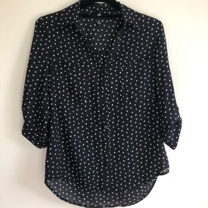 IZ Byer Blue Spotted Blouse